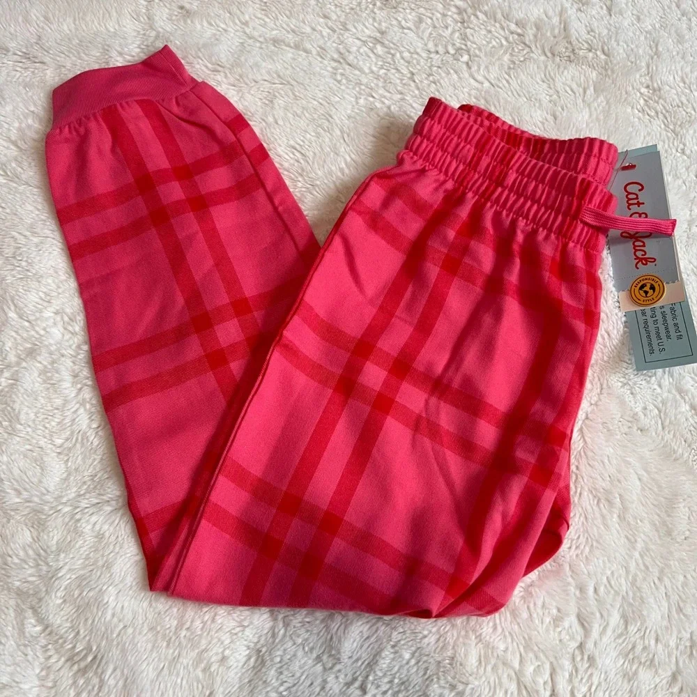 Cat Jack‎ Kids Girls Pink Red Plaid Sleepwear Pajama Pants Size S 6/6X NWT